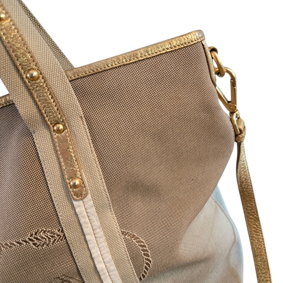 Authentic Prada Beige and Gold Women's Bag - Picture 2 of 9